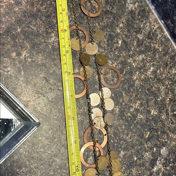 Vintage 80s Boho Lot 3 Chunky Necklaces Red Wood‎ Copper Metal Silver Tone - Picture 8 of 8